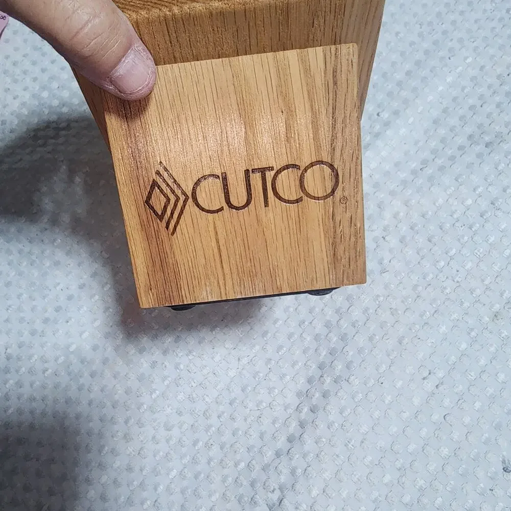 CUTCO EUC WOOD BLOCK 4 SLOT SOLID WOOD KNIFE BLOCK HOLDER
